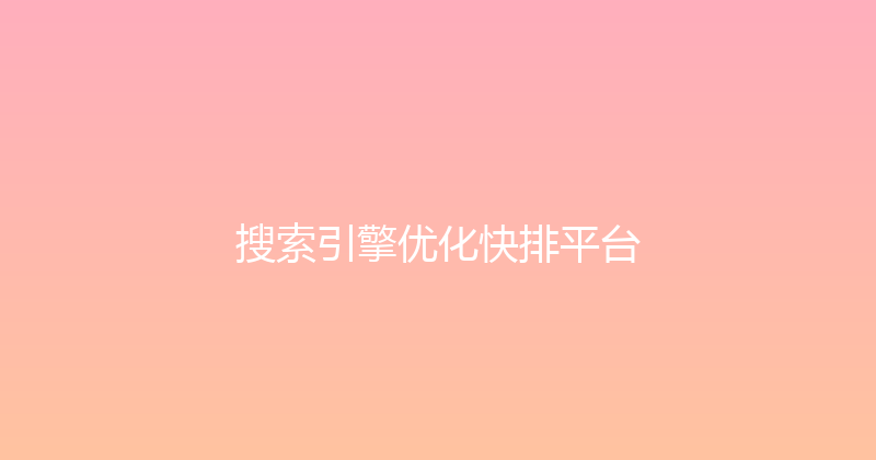 搜索引擎优化快排平台 封面图